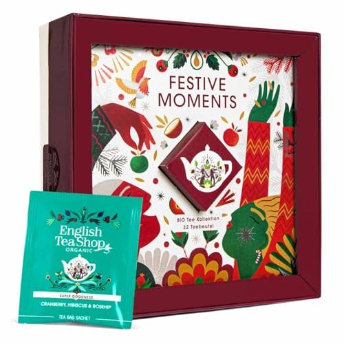 ETS Teegeschenk Set Frohe Weihnachten | 4 x 8 ausgewählte BIO Winter Tee Sorten als Geschenk für Weihnachten & Advent | 32 Teebeutel Box