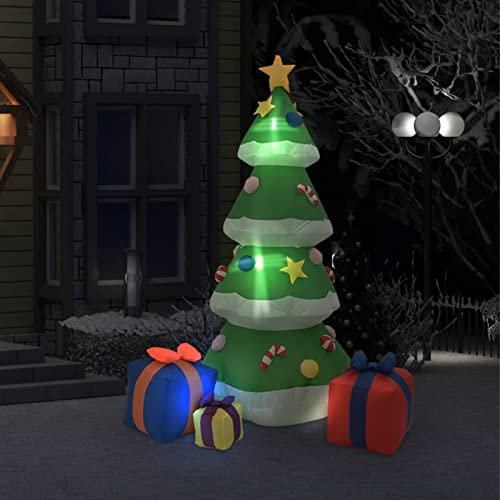 Aufblasbarer Weihnachtsbaum DekoInnen Außen, JUNZAI Weihnachtsdeko Aussen, Karnevalsdeko, Weihnachtsmann-kostüm, Weihnachtsmann-kostüm, Weihnachtsmann Aussen, 240 cm