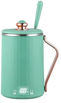 Mini Kettle 0.45L Small Travel Kettle Portable Electric Kettle with Temperature Setting 45°C-100°C, Keep Warm Function, Tea Maker Made of Stainless Steel for Traveling, Camping (Green)