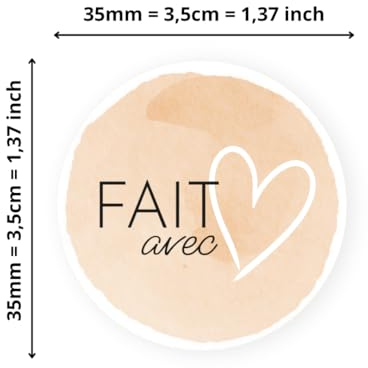 Avery - 140 mit Liebe hergestellte Etiketten, rund, selbstklebend – 35 mm – recyceltes Papier – mit Liebe gemacht – 4 A4-Bögen mit Aufklebern für Unternehmer, Smallbusiness, Diy, Scrapbooking.