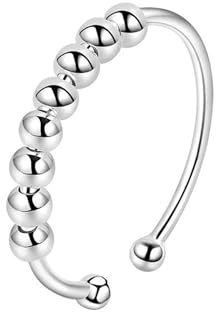XUEBAIFU Anxiety Ring Silber 925 Spinner Ring Verstellbar Damen Matt