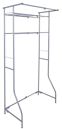 Spetebo Metall Waschmaschinenregal mit Variabler Breite - 170 x 60-90 cm - Überbau Standregal grau mit 2 Regalfächern Badregal Waschküche Organizer Toilettenregal freistehend