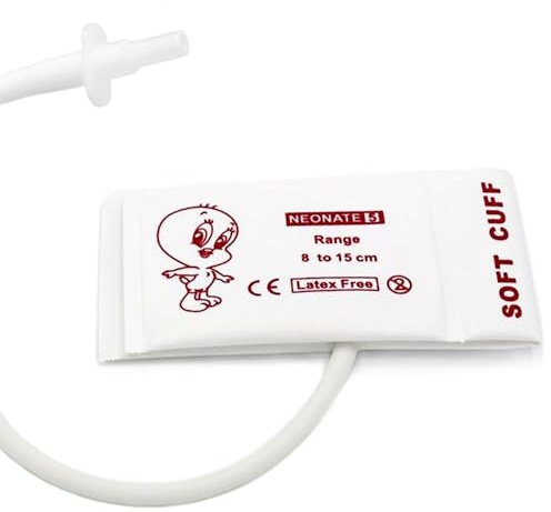 Muñequera veterinaria desechable de presión arterial de 5 piezas con conector BP 05 para animales, muñequera neonatal NIBP de repuesto de tubo único de 8-15 cm