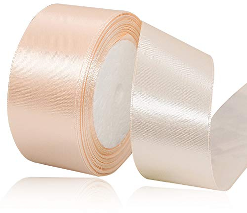 Champagner Rosa Satinbands 40mm Breit, 22m Schleifenband, Geschenkband für Geschenkverpackungen, DIY Handwerk, Blumensträuße, Nähprojekte, Schleifenherstellung, Geburtstags- und Hochzeitsdekorationen