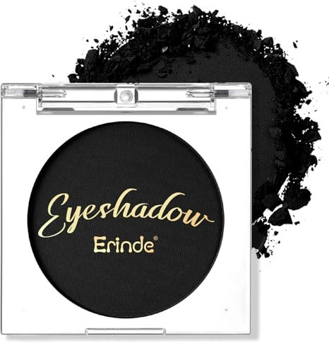 Erinde Single Black Lidschatten Palette, Nudetöne Matte Schwarz Eyeshadow Palette, Wasserfest Pressed Powder Lidschattenpalette, High Pigmented & Long Lasting Basic Shade Eye Makeup