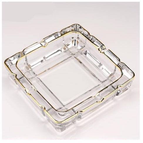 Grand Porte-frêne En Verre À Cristal Carré À L'intérieur Du Porte-cendre À Cigarette, Plateau De Cendres Fumeurs De Bureau, Plateau De Cendre En Verre Vintage Cadeau L