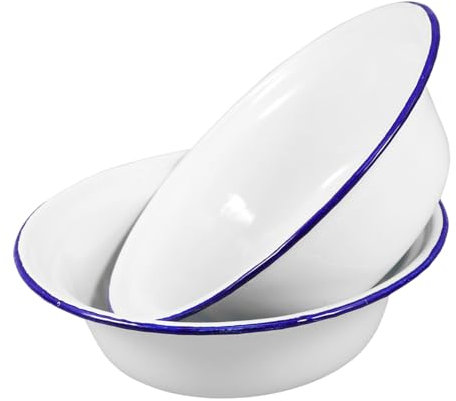 HOLIDYOYO Cuenco Esmaltado 2 Uds Cuenco Esmaltado De Estilo Vintage Para Sopa Cuenco Esmaltado Para Mezclar Cuenco Redondo Para Cereales Ensaladera Cuenco Para Sopa Para Acampar Casa