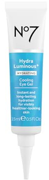 No7 HydraLuminous+ Cooling Under Eye Gel - Hydrating Eye Gel to Smooth Dry, Fine Lines with Hyaluronic Acid & Vitamin B3 Niacinamide - Reveals Visibly Healthier-Looking Skin (0.5 Fl Oz)