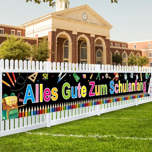 Ulikey Einschulung Girlande Banner Deko, Alles Gute Zum Schulanfang Banner, Schulkind Girlande Banner, Schuleinführung Banner Deko Set für Schulanfang für Kinder Jungen Mädchen, 270×35cm (Schwarz)