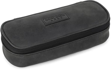 Berliner Bags Vintage Leder Federmäppchen Felix - Federmappe, Federtasche für Jungen und Mädchen - Dunkelgrau