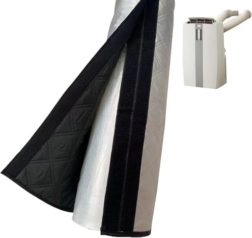 Protection pour Tuyau Climatiseur, Tuyau Isolée Pour Climatiseurs Portable, Housse Protection Pour T-uyau Évacuation C-limatiseur Mobile 5&5.9, Anti-poussière Et Lavable (Silver Black)
