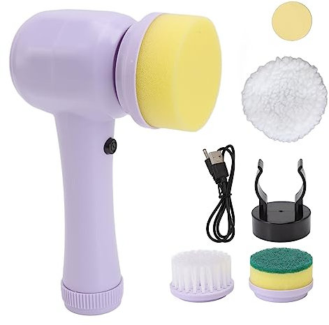 Sunicon Spazzola per Pulizia Elettrica Portatile, Spazzola per Pulizia Multifunzione, Lavapavimenti per Piastrelle per Bagno e Pavimenti 360 Power Scrubber a Doppia velocità per (Viola)