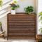 Sichtschutzzaun Holz Balkon Abdeckung Klimaanlage Außengerät Holzverkleidung Verkleidung Klimaanlage Außengerät Wetterfest Wärmepumpe Abdeckung Pflanzenregal Outdoor Pflanzen Regal(86x35x80cm)