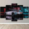 FatAco 5 Paneele Leinwand mit Rahmen Nissa GTR 23 Grey Sport Car Rear view Bild Kunstdruck Leinwand Gemälde Wandmalerei Home Office Wohnzimmer Schlafzimmer Dekoration Ready to Hang