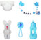 MYREBABY 7 Inch Silicone Doll Pacifier Chain with Mini Bottle and Plush Bunny Doll Rattles Toy Diapers, Blue Series, Mini Baby Dolls Accessories, Baby Pacifiers