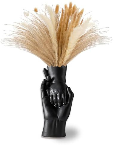 HdjjLtor Keramik Vase Für Dekoration, Blumenvase Für Wohnkultur, Vase Für Pampasgras Deko Nordic Für Wohnzimmer Hochzeit Abendessen Tisch,Schwarz