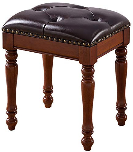 Generisch Klavierbank, Klavierbank aus Leder, Klaviersitz mit gepolstertem Klavierhocker, Bank, Schminkbank, Frisierhocker, Vintage-Klavierbank aus Holz