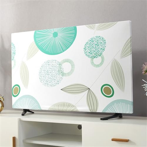 Hixingo TV Staubschutzhülle, TV Abdeckung Staubschutzhülle TV Abdeckung Schutzhülle Fernseher Fernsehabdeckung TV Schutzhülle - Hängender Desktop Gebogener TV Universal (60inch,Blätter)