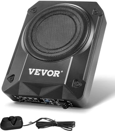 VEVOR Untersitz Auto Subwoofer 800 W 203 mm schlanker Auto Subwoofer mit Stromversorgung, Subsystem mit eingebautem Verstärker, Hoch-/Niedrigpegel-Eingang und Lautstärkeregler für SUVs Lkws