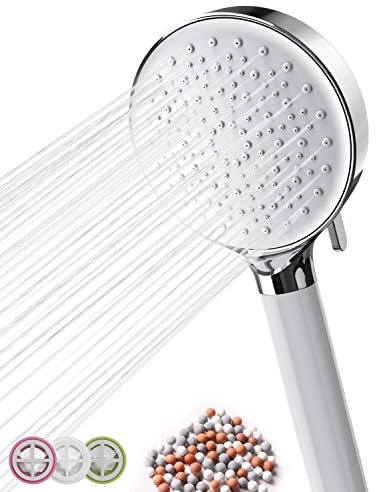 Newentor Shower Head with Detachable Handheld Head and Anti-Clog Nozzles for Easy Cleaning with Flow Restrcitors Round