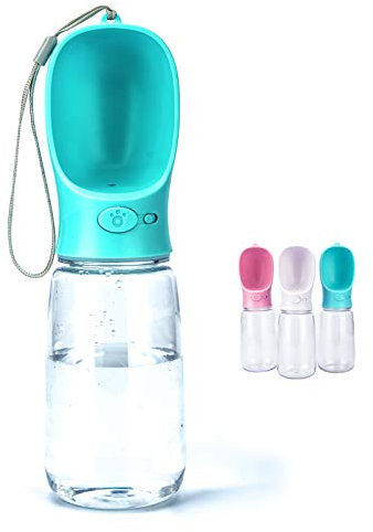 VehiGo 550 ml / 18.6 oz Portable Dog Water Bottle, Water Bottle with Drinking Feeder for Dogs, Water Dispenser for Dogs in Walking, Hiking & Traveling (Green)