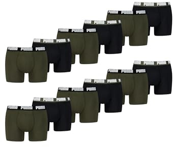 PUMA Boxer Boxershorts Men Herren Everyday Unterhose Unterwäsche 12er Pack, Farbe:Forest Night, Bekleidungsgröße:L