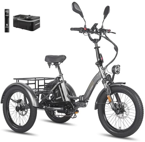 Fafrees F20 Mate, Ebike Dreirad für Erwachsene 48V 21Ah Akku, E Bike Klapprad 20 * 3.0 Zoll, 65N.m Elektro Dreirad Lasten für Senioren, Reichweite 85-130km