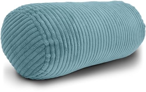 Amilian Nackenrolle mit Bezug 40x15 cm – Cord Kissen mit Füllung – Waschbar – Für Erwachsene & Kinder – Ideal für Nacken (Ozeangeheimnis, 40 x 15 cm)
