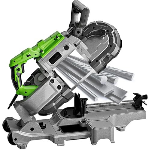 Sega a nastro portatile con base rimovibile, taglio a freddo a 45/90°, 6 velocità, luce LED per legno, vetro, metallo e carne