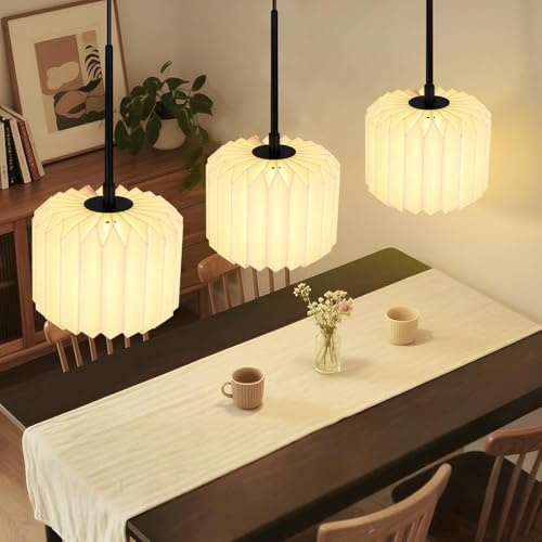 ZMH Pendelleuchte Esstisch Hängelampe 3 Flammig - Hängeleuchte Vintage G9 | Esstischlampe Papier Lampenschirm Pendellampe Origami Design Esstischlampe für Wohnzimmer (ohne Leuchtmittel)