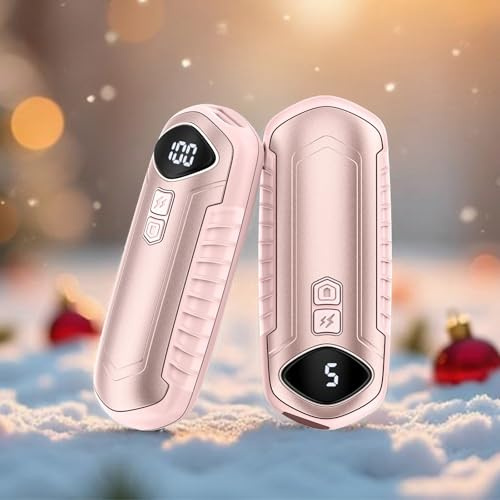 Handwärmer Wiederaufladbar 2 Pack, Elektrische Tragbare Heizung 6000mAh, Taschenformat, Ultra Leicht & Dünn, 5 Stufen Heizung bis zu 55°C, Perfektes für Camping