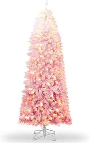 Garvee Weihnachtsbaum Künstlich Rosa 180 cm Tannenbaum mit Faltbarem Metallständer Wiederverwendbarer Christbaum Geschmückt für Weihnachten