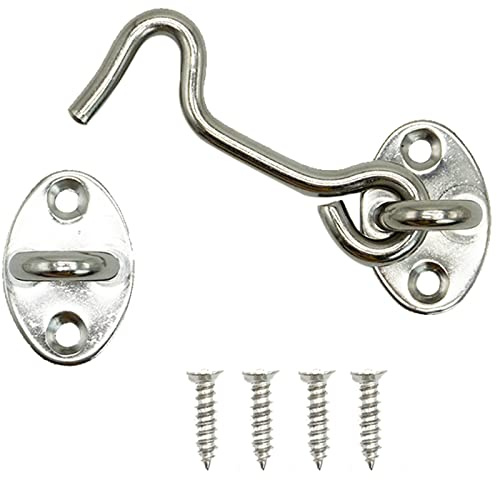 Gancio Chiusura porta, Gancio Finestra Chiavistello Argento Gancio Ferma Persiane con Viti di Montaggio per Cancello del Capannone, Porta del Garage, Finestra,75 mm, argento