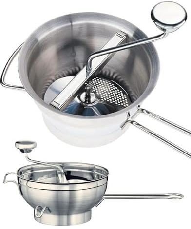 Professional Stainless Steel Food Mill & Processor - Heavy Duty, Dishwasher Safe, Multipurpose Chopper with Fine & Coarse Blades - Ideal for Vegetables, Baby Food, Smoothies, Mash, and More