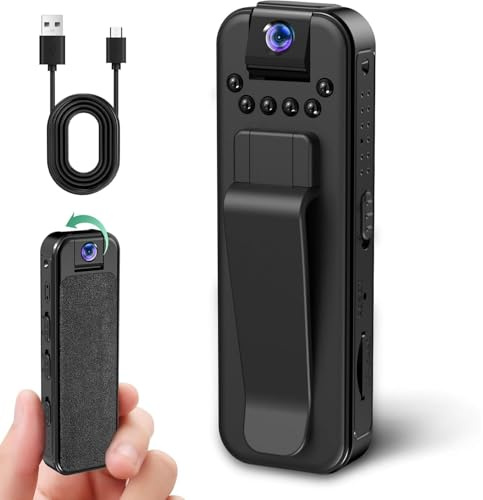 Shengruili Mini Action Cam POV 1080P, Bodycam Körperkamera mit Audio- und Videoaufnahme, Überwachungskamera für Reisen, Outdoor