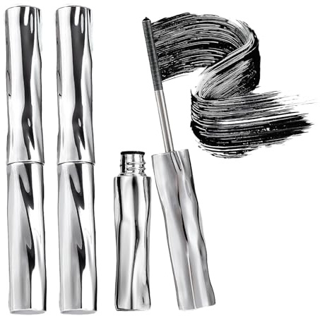 Rudfovn 2Pcs Iron Wand Mascara, Long Lasting Metal Brush Waterproof Mascara Black for Thinning, Ageing Lashes