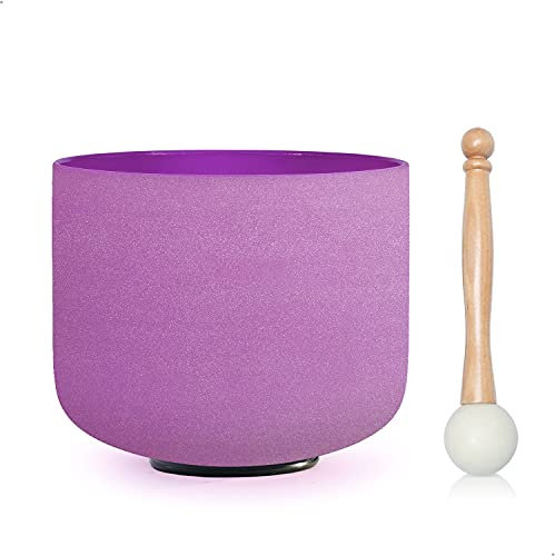 CVNC 440HZ 6 Inch B Note Crown Chakra Pattern Design Frosted Quartz Crystal Singing Bowl
