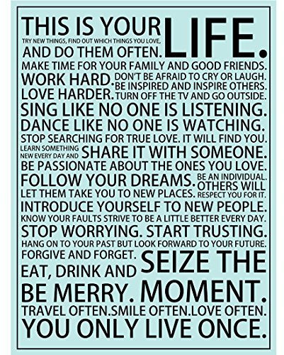 Meishe Art Posterdruck, inspirierendes Motto, Motivationsschild This is Your Life You Only Live Once, Wanddekoration