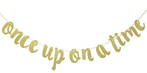 Once Upon A Time Gold Glitzer Banner, lustige Verlobung, Junggesellenabschied, Geburtstag, Hochzeit, Brautparty, Party-Dekorationen (Gold)