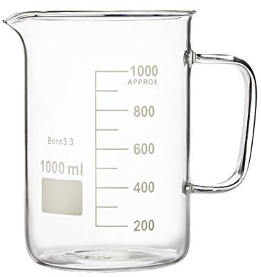 Labnique Glass Beaker with Handle, Measuring Cup, Beaker Mug with Pouring Spout, 1000ml (33.8 oz / 4.2 Cups)