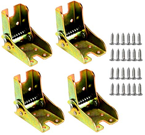 4 piezas de bisagras de mesa plegables, bisagras autoblocantes, soportes angulares de acero para bancos de trabajo plegables, bastidores de extensión de mesa de cocina plegables (colorée)