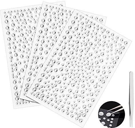 KroY PecoeD Strass Autocollant Diamant, 975 Pièces Strass Transparent Cristal Auto-adhésif Acry Gemmes pour Strass Visage Maquillage Décoration Ongles Strass Bijoux DIY Scrapbooking