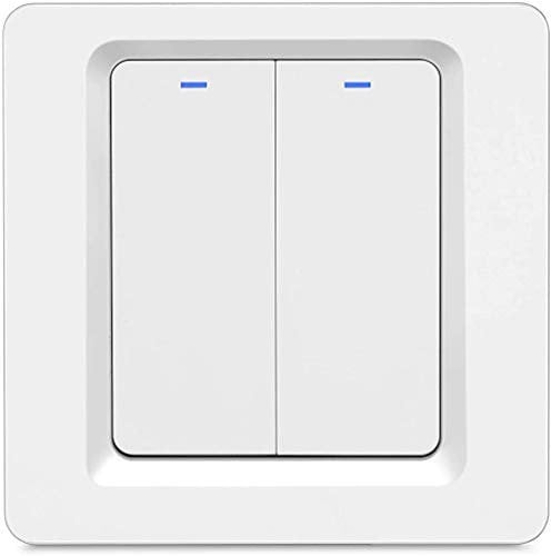 LNL WiFi Smart Light Switch, Work with or without Neutral Wire, No Hub Required, with Remote Control, Voice Control and Timing Function, Compatible with Alexa, Google Assistant and IFTTT 2 Gang-1 Way