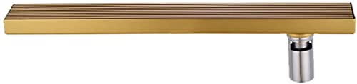 YJYKXP Duschrinne sehr Flach Edelstahl Bodenablauf Badezimmer Ablaufrinne Duschablauf Duschabfluss Duschablaufrinne Badablauf Flache Decke mit Geruchsstop, Haarsieb, Gebürstetes Gold