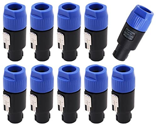 WANGCL 10 STÜCKE NL4FC Lautsprecherkabel Stecker Wasserdichter Speakon-Anschluss Speakon-zu-Klinkenkabel CANNON-Stecker mit Drehverschluss Passend für Kabeldurchmesser 6~15 mm - Blau