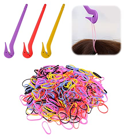 3 Packs of Elastic Rubber Hair Band Remover, with 100 Rubber Bands, Elastic Hair Band Cutter, Plastic Hair Band Scissors, Ponytail Removal Tool, Suitable for All Hair Styles
