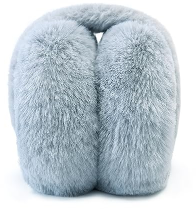 SEYUFN Warmes Ohrenwärmer Damen Faltbare Flauschige Plüsch Ohrenschützer Winter Outdoor Bequem Ohrwärmer Teenager-Mädchen Stylische Ohrbedeckungen (A-grau)