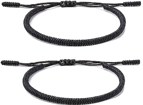ZYMGUO Une paire de Bracelet Tibétain Porte Bonheur + Cadeau Bouddhiste! Taille ajustable Tressé à la Main en Corde. Fil Pour Poignet Homme et Femme. Ficelle chance d'Amitié (2)