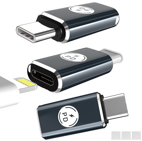 3 Pack Adaptateurs pour Lightning vers USB C,Adaptateur Type C Supporte 27W PD,Transmission de Données pour iPhone 15 Pro Max Plus,i-Pad,i-OS,pour Samsung et Autres Appareils de Type C
