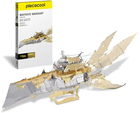 piececool 3D Puzzle Metall Piratenschiff Dark Spaceship, 3D Metall Puzzle Segelboot Schiffsset, Modell Schiffs für 340 Edelstahl, Geburtstagsgeschenk, Modellbausatz Erwachsene, 75 Teile